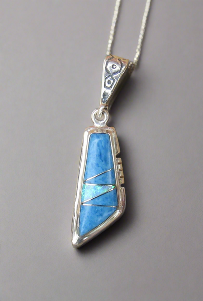 Sterling Silver Denim lapis and Opal Pendant STSP0037 – Camino