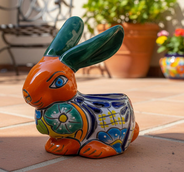 Talavera Bunny/Rabbit Flower Pot Planter TBFP11010 – Camino Real