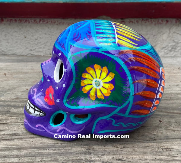 Day Of The Dead Hand Painted Skull MCS016 – Camino Real Imports