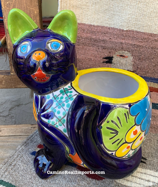 Talavera Cat Flower Pot Planter TCTP014 – Camino Real Imports