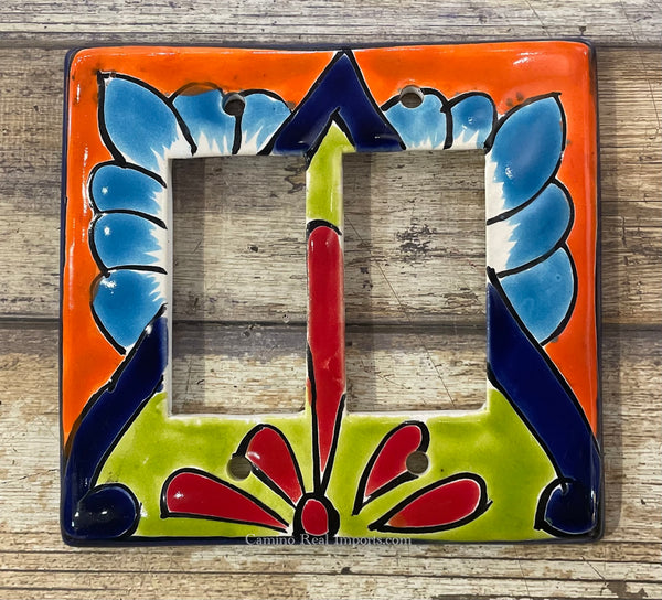 Talavera Pottery Double Rocker Switch Plate TDRSP026 Camino Real Imports