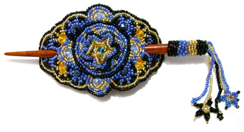 BEADED HAIR BARRETTE HAND MADE WITH SLIDE STICK BHB002