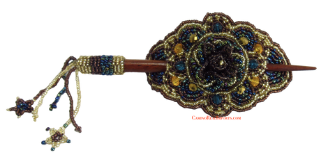 Beaded Hair Barrette Hand Made With Slide Stick BHB005