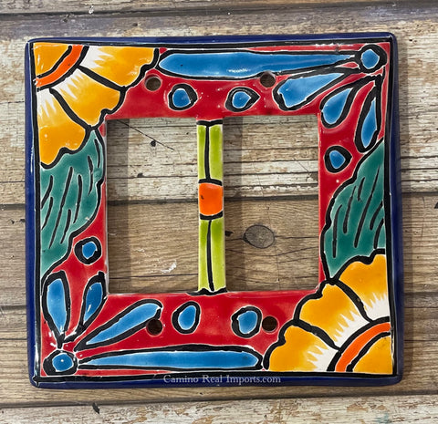 Talavera Pottery Double Rocker Switch Plate TDRSP029