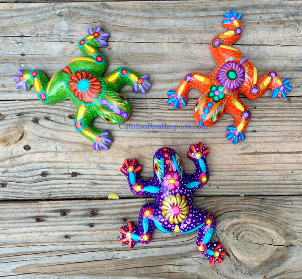 SET OF 3 WALL HANGING MEXICAN TALAVERA POTTERY FROGS ST3TPF003