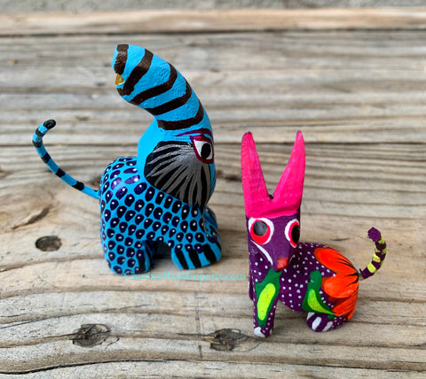 Set of 2 Mexican Alebrije Elephant and Fox ST2ABJ002