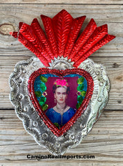Sacred Heart Tin Nicho Mexican Folk Art With Our Lady of Guadalupe FTN001