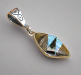 Sterling Silver Multi-Stone Onyx, Black Onyx, and Opal Pendant STSP0035