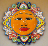 Mexican Wall Hanging Talavera Pottery Sun Face 16.5" TSL165004