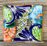 Talavera Pottery Double Toggle Switch Plate TTSPDB022