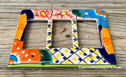 Talavera Pottery Triple Rocker Switch Plate T3RSP007