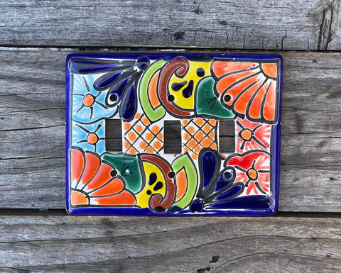 Talavera Pottery Triple Toggle Switch Plate T3TSP007
