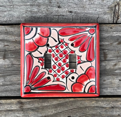 Talavera Pottery Double Toggle Switch Plate TTSPDB009