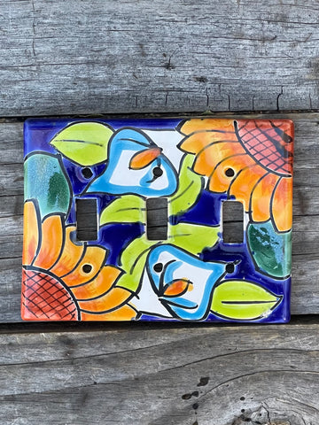 Talavera Pottery Triple Toggle Switch Plate T3TSP011