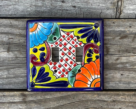 Talavera Pottery Double Toggle Switch Plate TTSPDB029