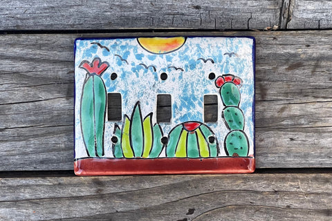 Talavera Pottery Triple Toggle Switch Plate T3TSP012