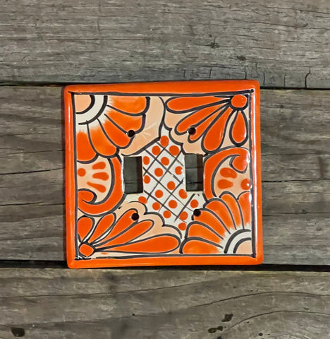 Talavera Pottery Double Toggle Switch Plate TTSPDB001