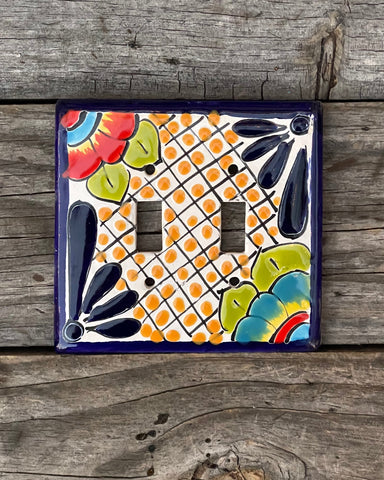 Talavera Pottery Double Toggle Switch Plate TTSPDB027