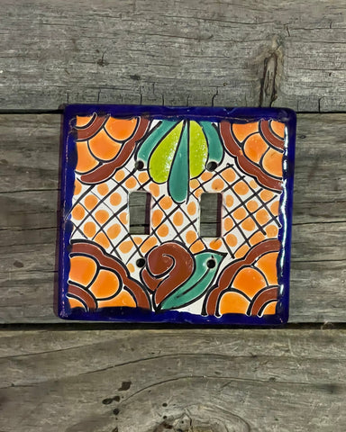 Talavera Pottery Double Toggle Switch Plate TTSPDB028