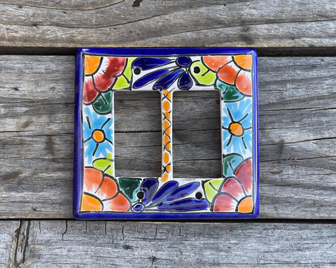 Talavera Pottery Double Rocker Switch Plate TDRSP010