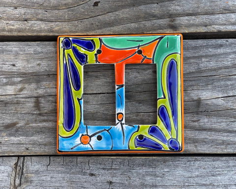 Talavera Pottery Double Rocker Switch Plate TDRSP030