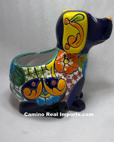 dog plant pot Talavera Dog Flower Pot Planter TDP020 – Camino Real Imports