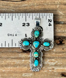 Sterling Silver Turquoise Inlay Cross Pendant SSPC2001