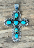 Sterling Silver Turquoise Inlay Cross Pendant SSPC2001