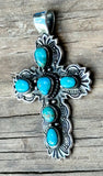 Sterling Silver Turquoise Inlay Cross Pendant SSPC2001