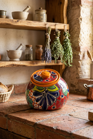 TALAVERA POTTERY HAND PAINTED COOKIE JAR TCJ006