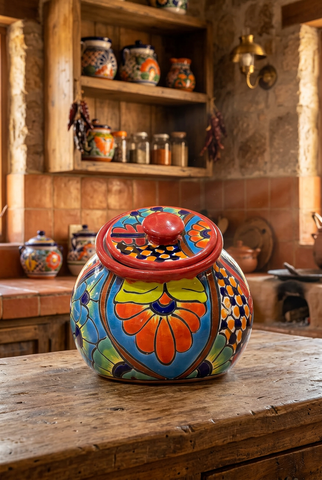 Talavera Pottery Canister Hand Painted Cookie Jar TCJ014