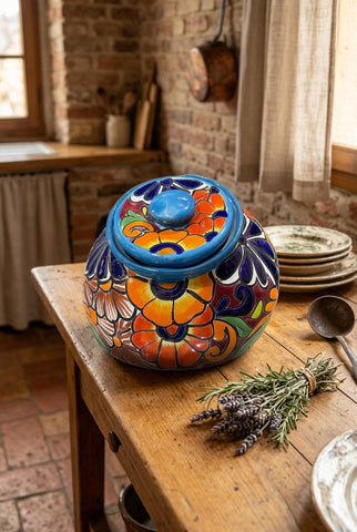Talavera Pottery Canister Hand Painted Cookie Jar TCJ015