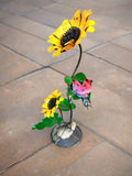 Yard Art Metal 2 Sunflowers Sculpture 25" tall  MFLWRSF001