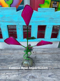 3 Metal Calla Lily Flowers with Butterfly Yard Or Garden Decor MRFB029