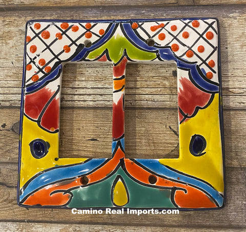 Talavera Pottery Double Rocker Switch Plate TDRSP013