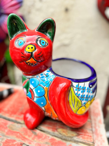 Talavera Cat Flower Pot Planter TCTP017