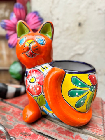 Talavera Cat Flower Pot Planter TCTP018