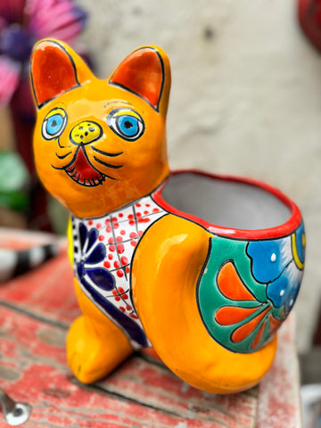 Talavera Cat Flower Pot Planter TCTP019