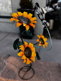Yard Art Metal 3 Sunflowers Sculpture 31" tall  MFLWRL003