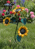 Yard Art Metal 3 Sunflowers Sculpture 31" tall  MFLWRL003