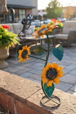 Yard Art Metal 3 Sunflowers Sculpture 31" tall  MFLWRL003