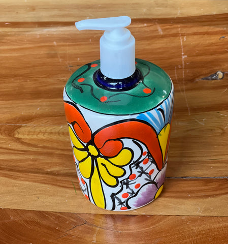 Mexican Talavera Lotion or Soap Dispenser TD014