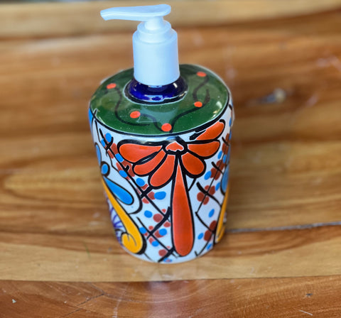 Mexican Talavera Lotion or Soap Dispenser TD032