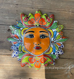 Mexican Wall Hanging Talavera Pottery Sun Face 9 1/2" TSM10004