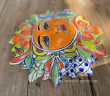 Mexican Wall Hanging Talavera Pottery Sun Face 9 1/2" TSM10004