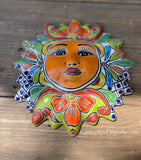 Mexican Wall Hanging Talavera Pottery Sun Face 9 1/2" TSM10004