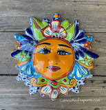 Mexican Wall Hanging Talavera Pottery Sun Face 9 1/2" TSM10005