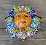 Mexican Wall Hanging Talavera Pottery Sun Face 9 1/2" TSM10005