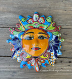 Mexican Wall Hanging Talavera Pottery Sun Face 9 1/2" TSM10006