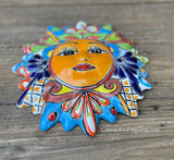 Mexican Wall Hanging Talavera Pottery Sun Face 9 1/2" TSM10006